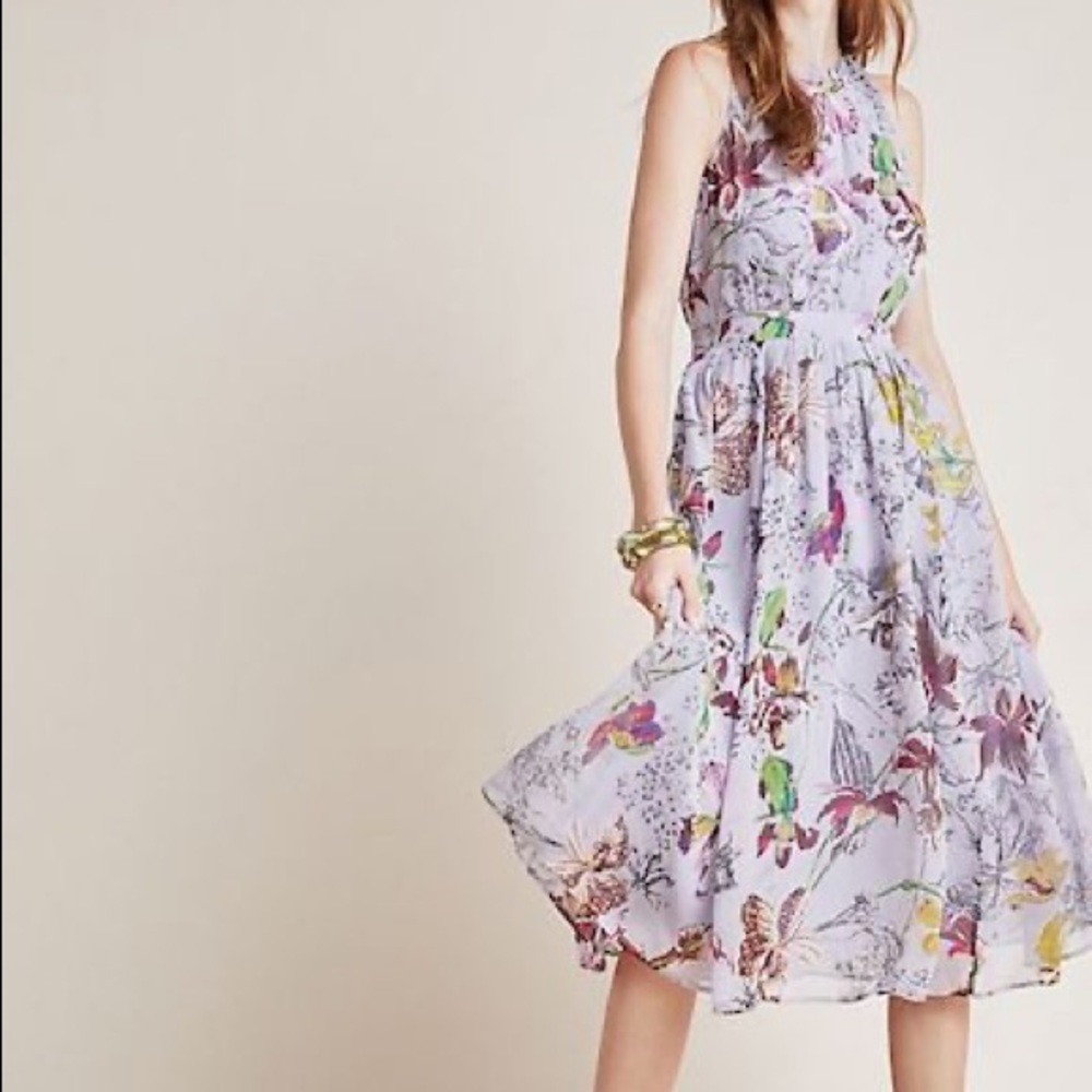 Anthropologie Hermia blue floral midi dress